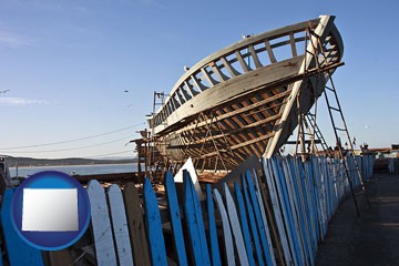 fishing boat construction - with Wyoming icon